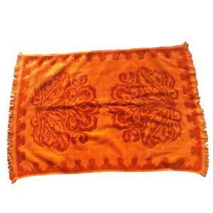 Vintage orange fringe 60s/70s Fieldcrest Hand Towel 16" x 24"